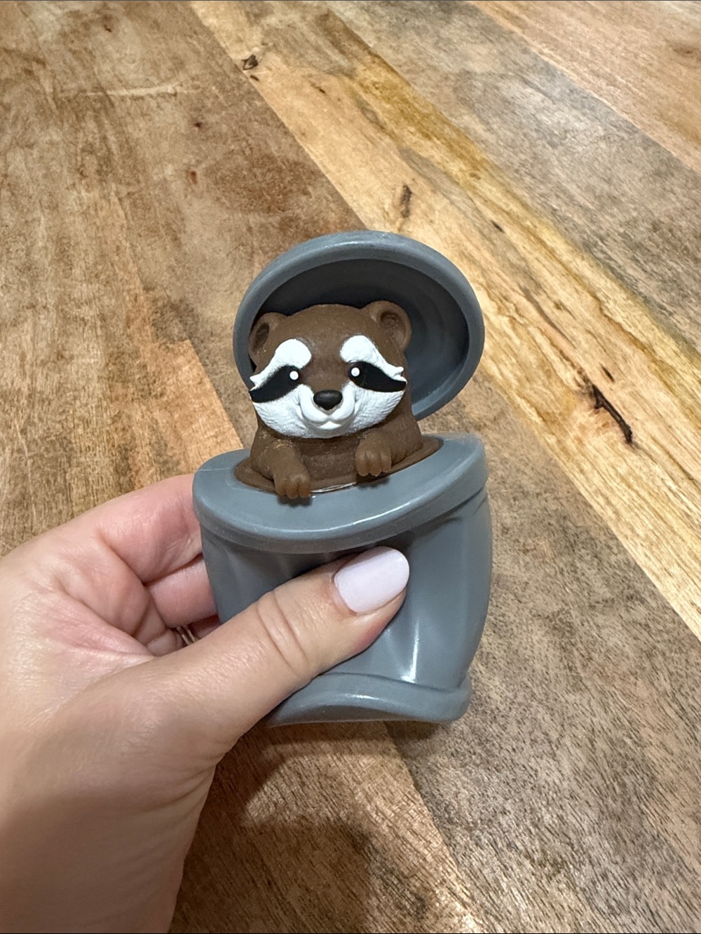 Schylling Trashcan critters pop up surprise—raccoon